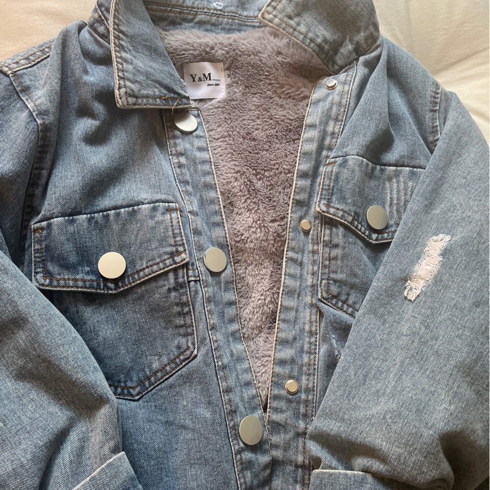 Jean fleece lined denim jacket size M